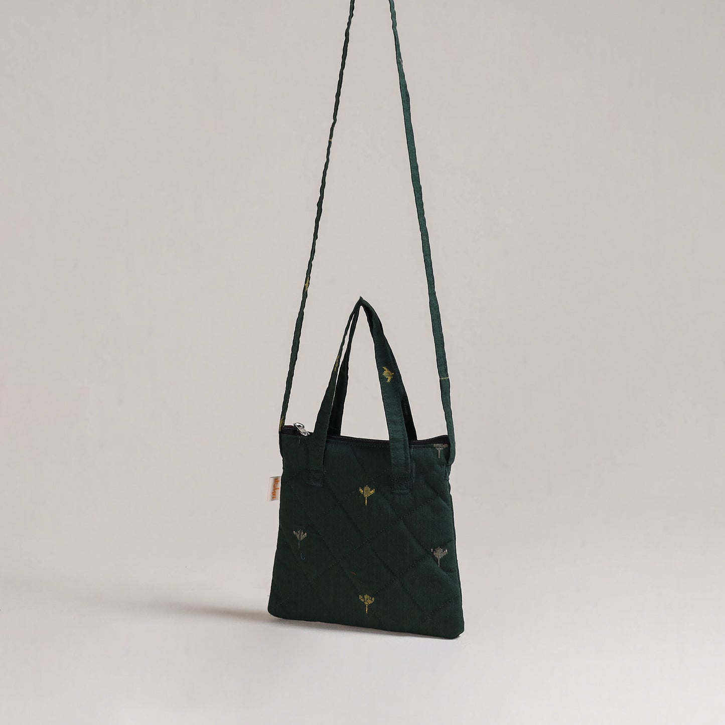 Green - Handcrafted Quilted Sling Bag 20
