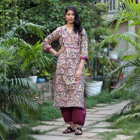 Kalamkari Kurta with Afghani Salwar Set