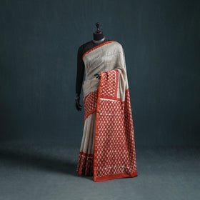 Bagru Hand Block Print Natural Dyed Mulberry Silk Saree 27