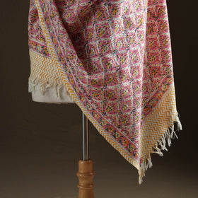 Floral Sanganeri Print Pure Merino Wool Handwoven Shawl 39