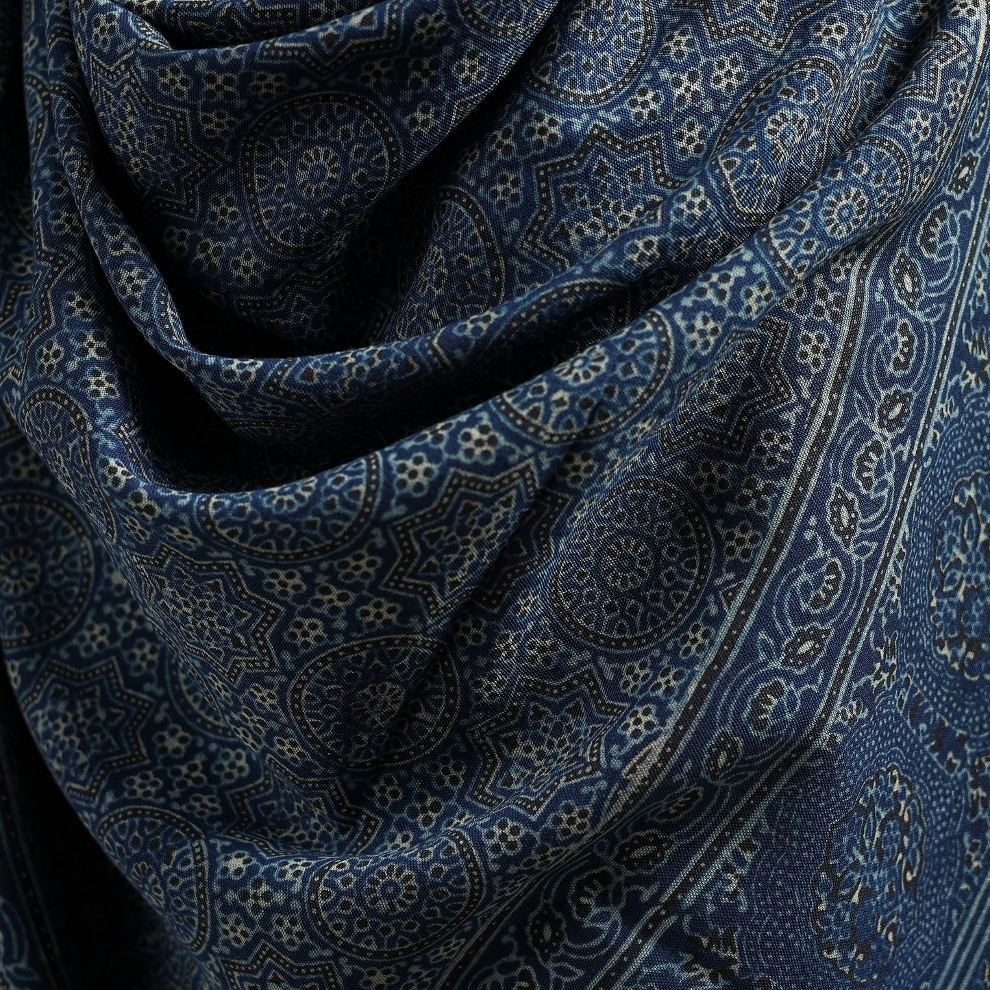 Kutch Handwoven Ajrakh Hand Block Print Merino Wool Shawl  53
