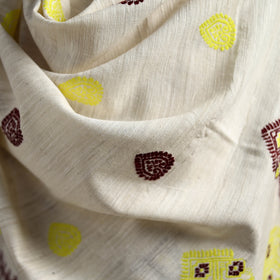White - Handspun Handwoven Pure Eri Silk Aari Hand Embroidered Shawl of Assam 21