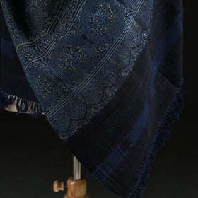 Kutch Handwoven Ajrakh Hand Block Print Merino Wool Shawl  53