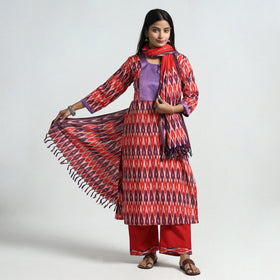 Pochampally Ikat Kurta with Palazzo & Dupatta Set