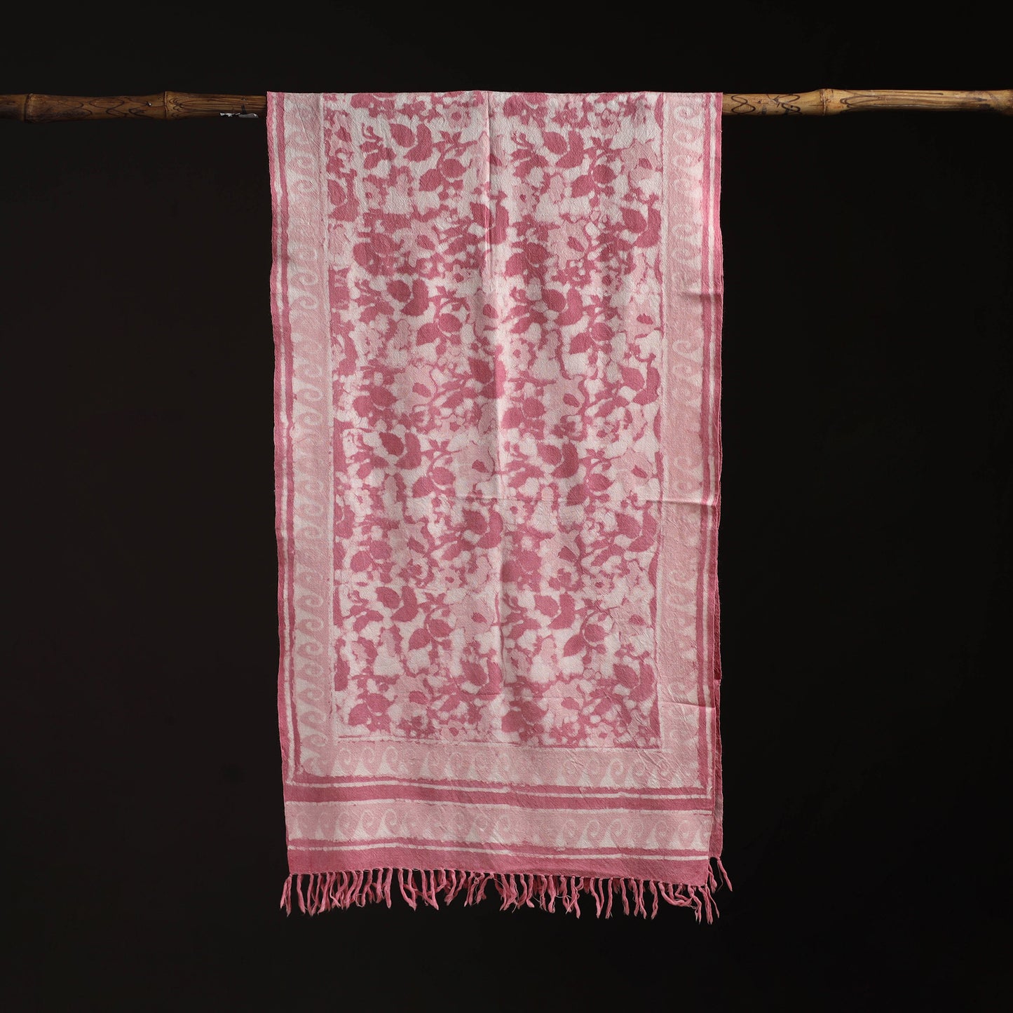 Bagru Dabu Hand Block Print Pure Merino Wool Handwoven Natural Dyed Stole 12