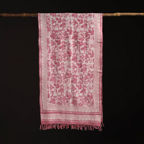 Bagru Dabu Hand Block Print Pure Merino Wool Handwoven Natural Dyed Stole 12
