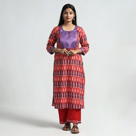 Pochampally Ikat Kurta with Palazzo & Dupatta Set