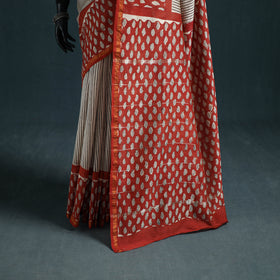 Bagru Hand Block Print Natural Dyed Mulberry Silk Saree 27