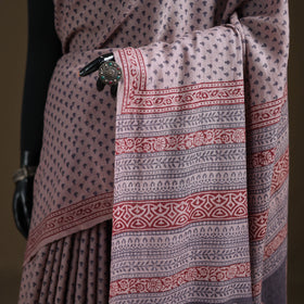 Handwoven Merino Wool Natural Dyed Hand Block Print Bagh Saree 09