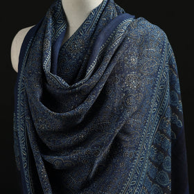 Kutch Handwoven Ajrakh Hand Block Print Merino Wool Shawl  54