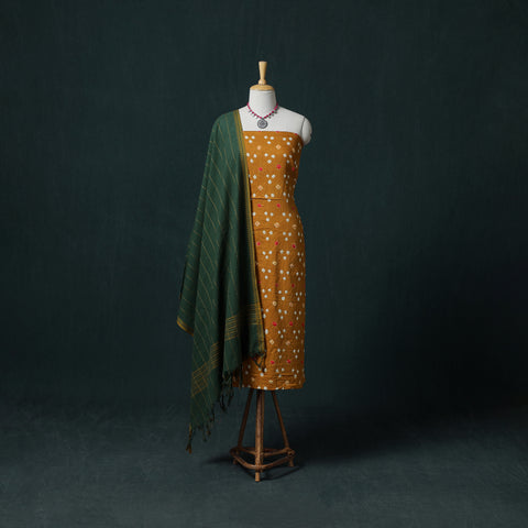 Bandhani Cotton Unstitched Dress Material: Kurta with Dupatta 07
