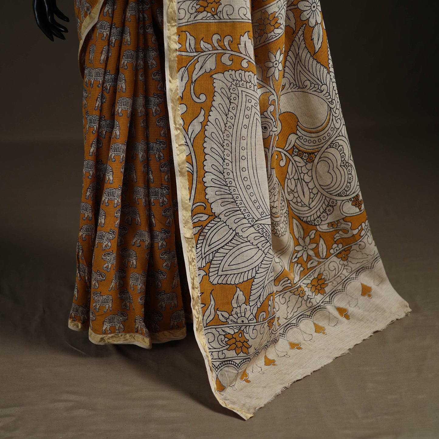 Kalamkari Printed Kota Doria Cotton Saree 39