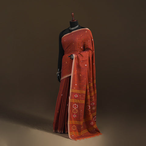 Phulia Jamdani Pure Handloom Cotton Saree with Tassels (Count 92/84) 23