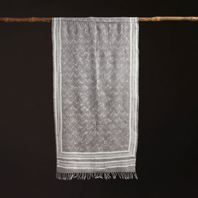 Bagru Dabu Hand Block Print Pure Merino Wool Handwoven Natural Dyed Stole 09