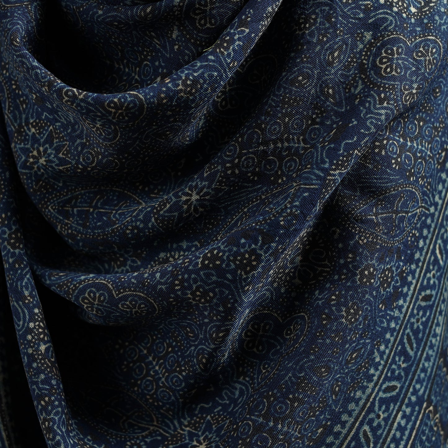 Kutch Handwoven Ajrakh Hand Block Print Merino Wool Shawl  54
