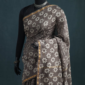 Bagru Hand Block Print Natural Dyed Mulberry Silk Saree 28