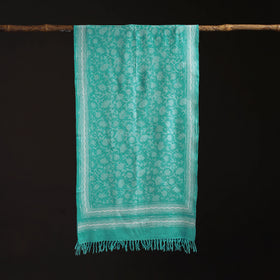 Bagru Dabu Hand Block Print Pure Merino Wool Handwoven Natural Dyed Stole 07