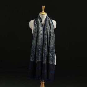 Kutch Handwoven Ajrakh Hand Block Print Merino Wool Shawl  55