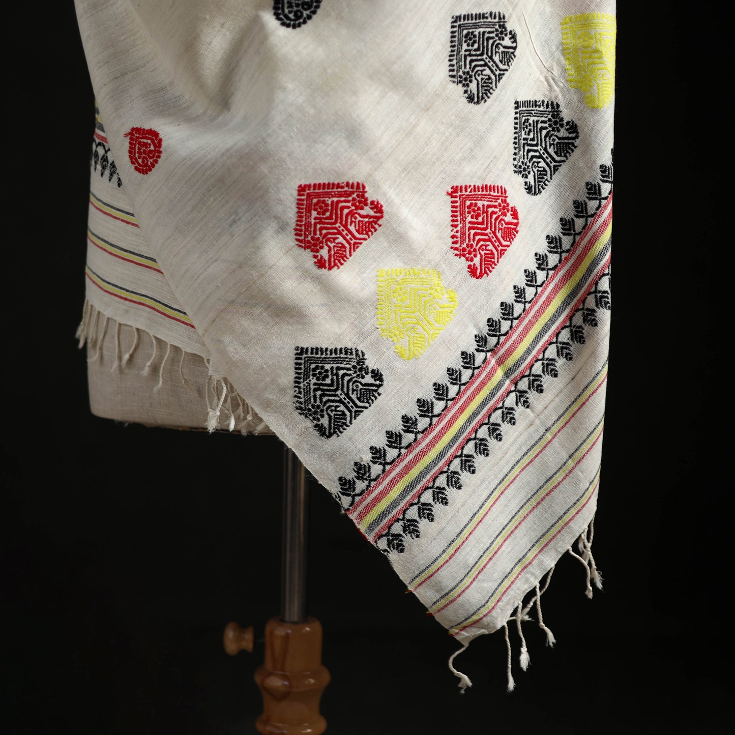 Handspun Handwoven Pure Eri Silk Aari Hand Embroidered Shawl of Assam 22