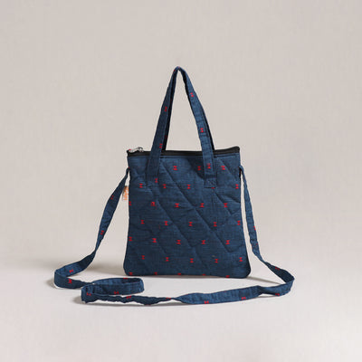Blue - Handcrafted Quilted Sling Bag 23