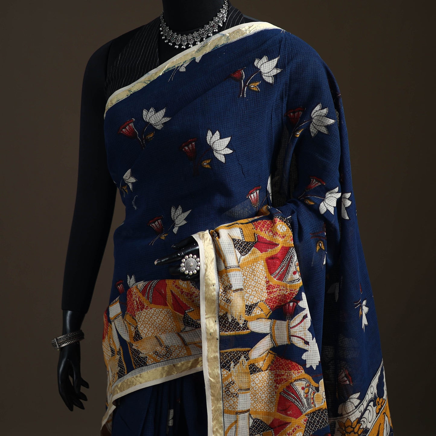 Kalamkari Printed Kota Doria Cotton Saree 40