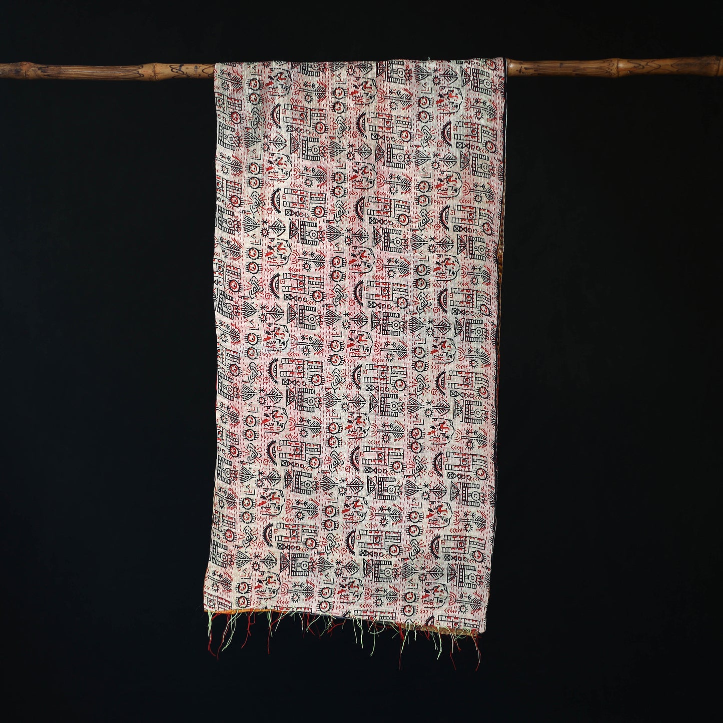 Bengal Kantha Handwork Patchwork Reversible Silk Stole 375