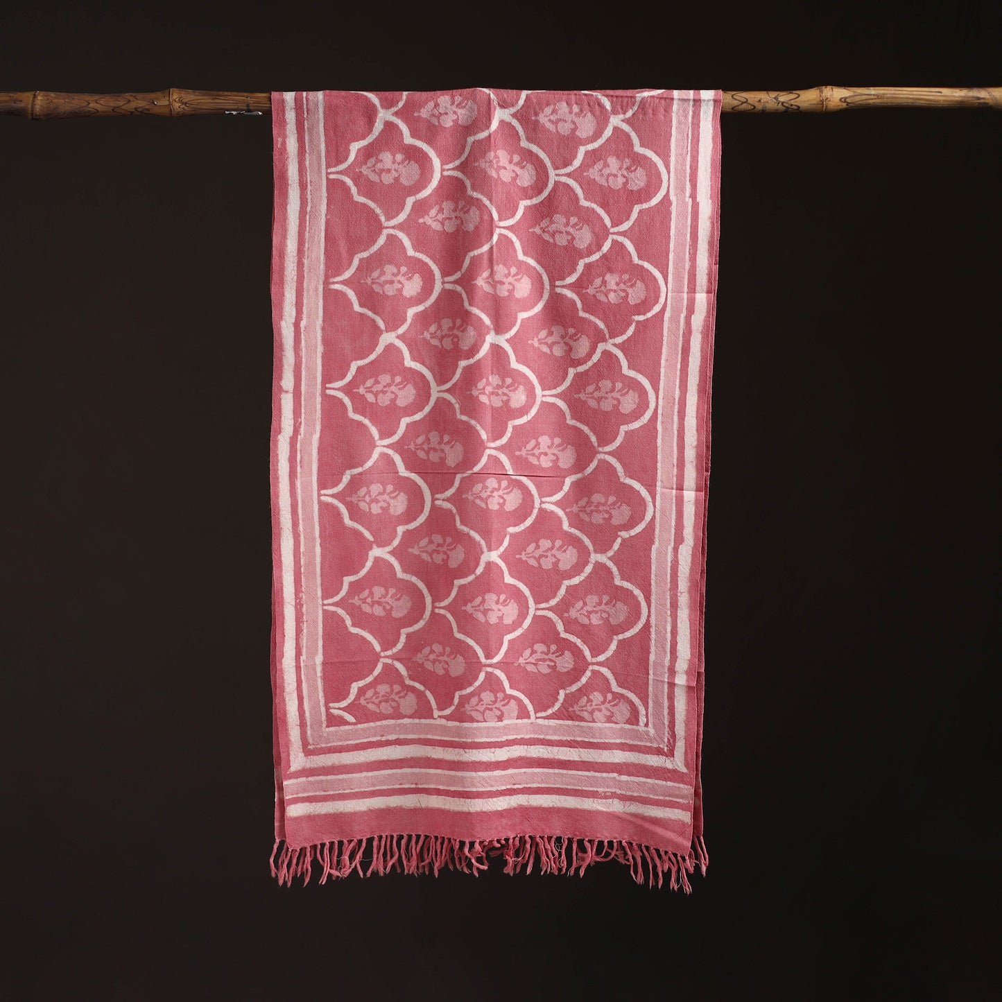 Bagru Dabu Hand Block Print Pure Merino Wool Handwoven Natural Dyed Stole 05