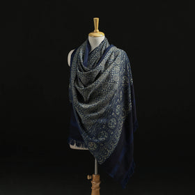 Kutch Handwoven Ajrakh Hand Block Print Merino Wool Shawl  55