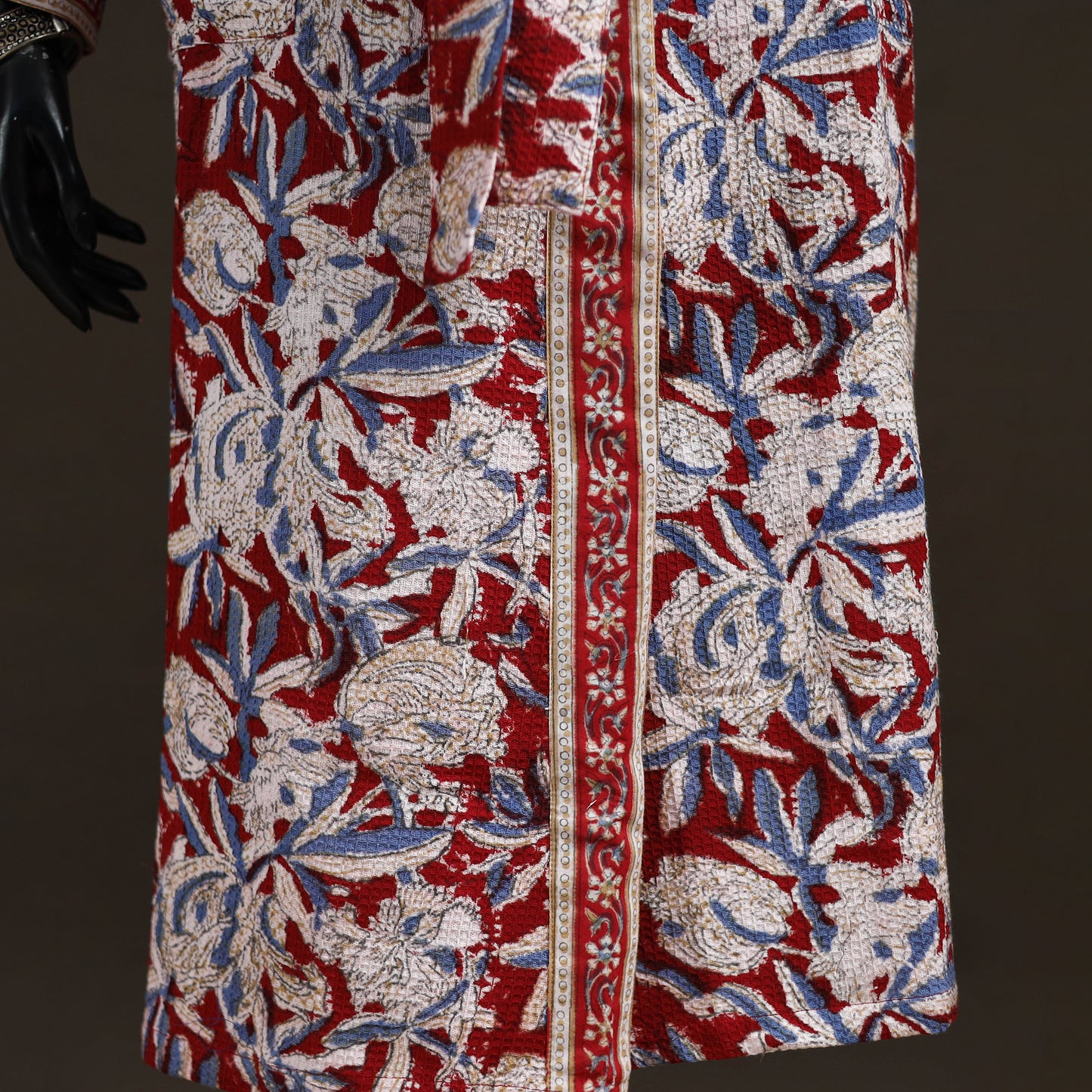 Sanganeri Hand Block Print Waffle Weave Cotton Bath Robe 09