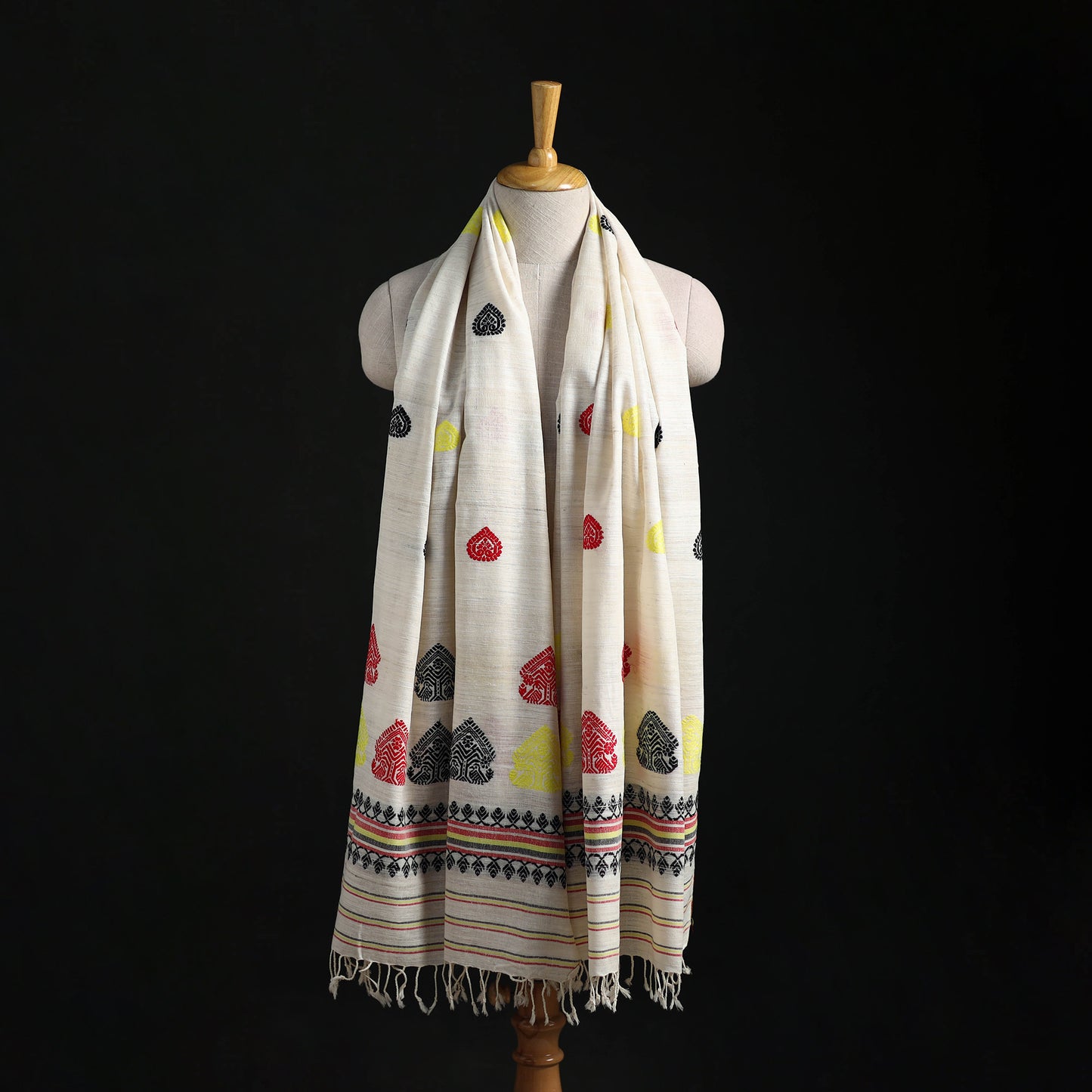 Handspun Handwoven Pure Eri Silk Aari Hand Embroidered Shawl of Assam 22