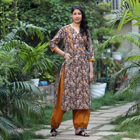 Kalamkari Kurta with Palazzo & Dupatta Set
