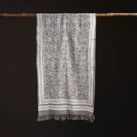 Bagru Dabu Hand Block Print Pure Merino Wool Handwoven Natural Dyed Stole 03