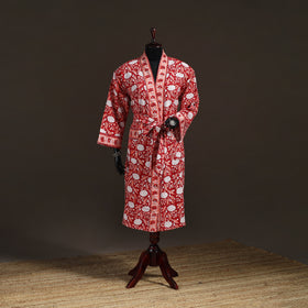Sanganeri Hand Block Print Waffle Weave Cotton Bath Robe 10