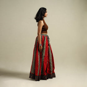 Multicolor - Bandhani Tie-Dye 24 Kali Patchwork Cotton Long Skirt 01