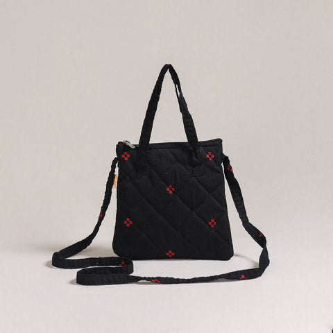 Black - Handcrafted Quilted Sling Bag 24