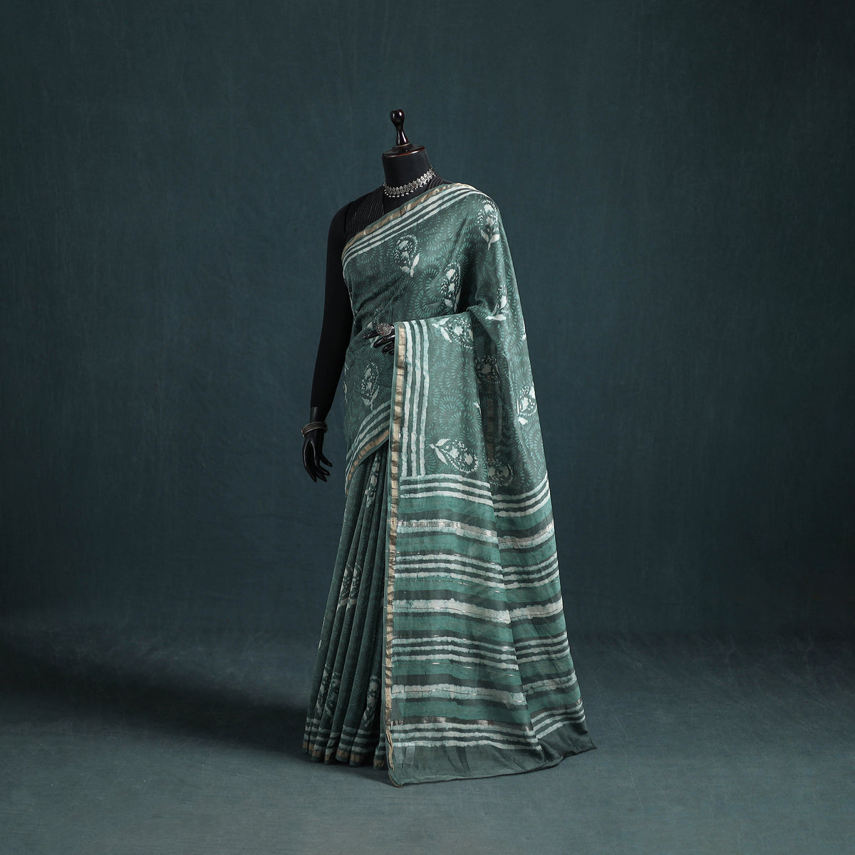 Bagru Hand Block Print Natural Dyed Mulberry Silk Saree 30