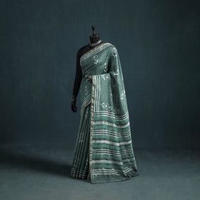 Bagru Hand Block Print Natural Dyed Mulberry Silk Saree 30