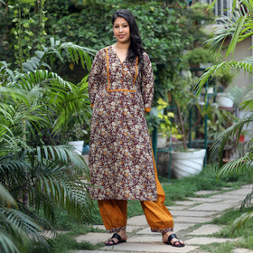 Kalamkari Kurta with Palazzo & Dupatta Set