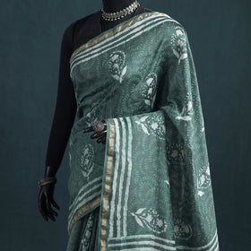 Bagru Hand Block Print Natural Dyed Mulberry Silk Saree 30