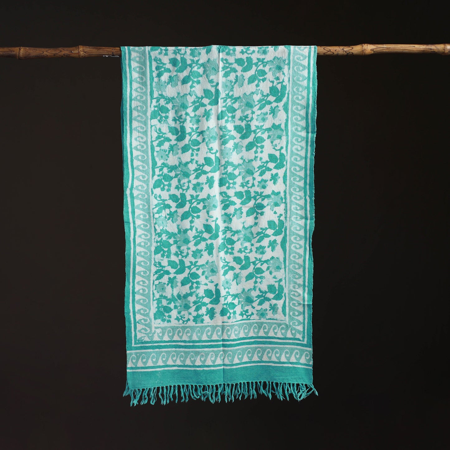 Bagru Dabu Hand Block Print Pure Merino Wool Handwoven Natural Dyed Stole 02