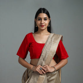 Scarlet Red - Gota Patti Slub Silk Plain Blouse 14