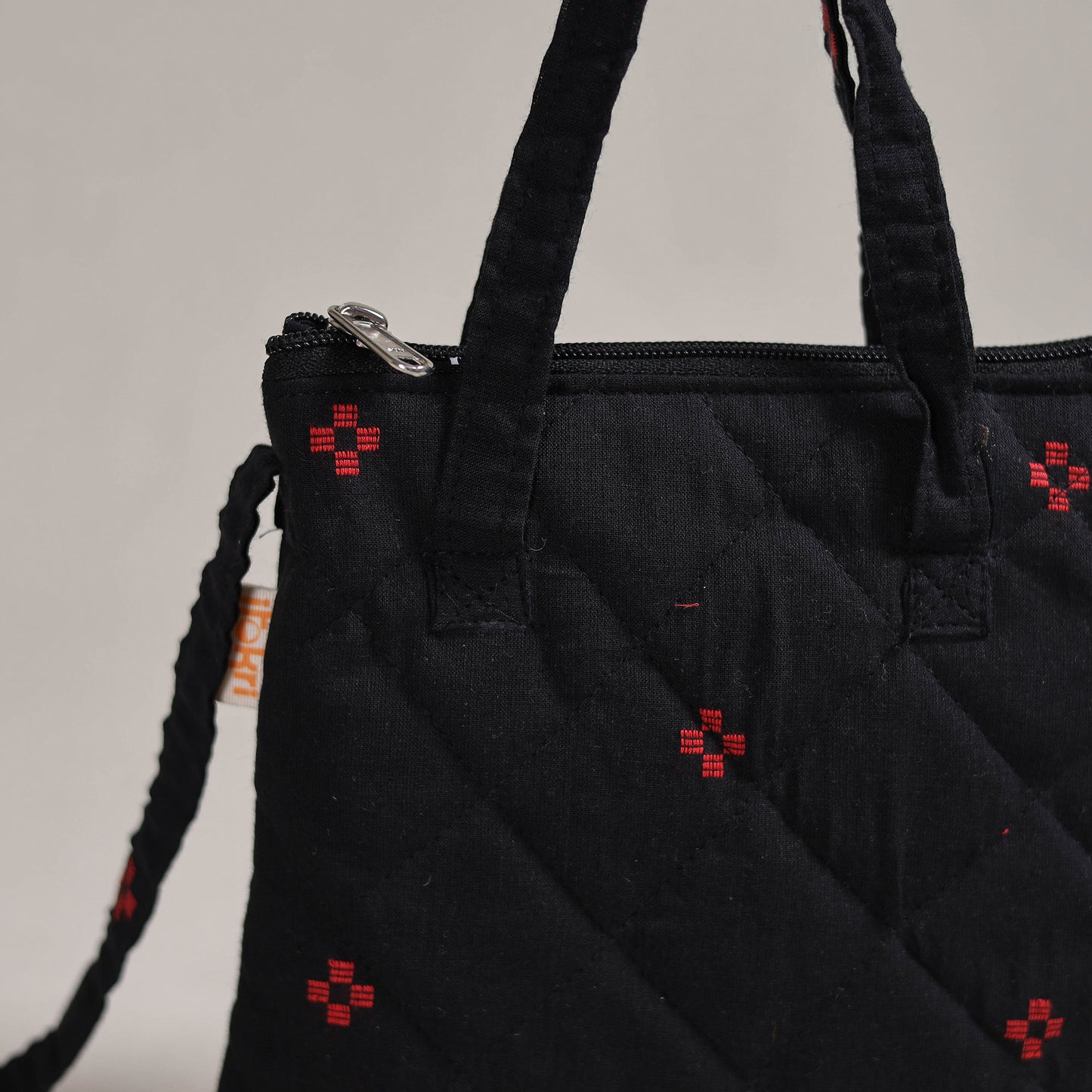 Black - Handcrafted Quilted Sling Bag 24