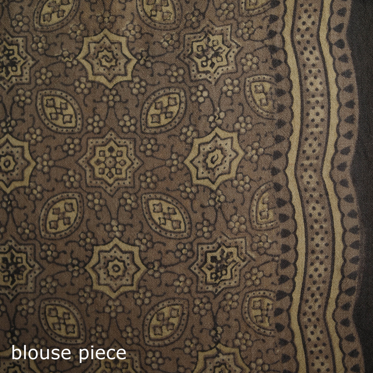 Handwoven Merino Wool Natural Dyed Hand Block Print Ajrakh Saree 10