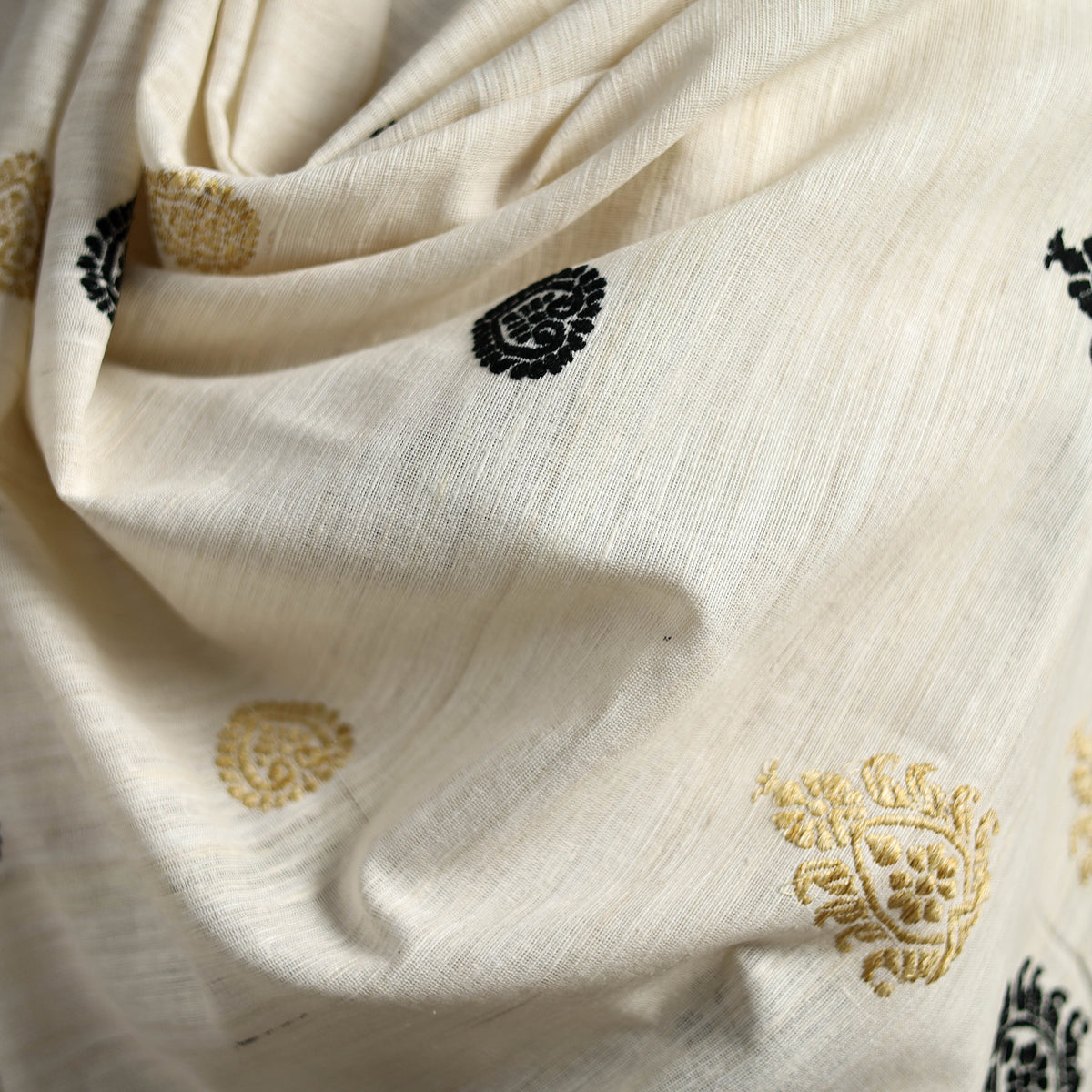White - Handspun Handwoven Pure Eri Silk Aari Hand Embroidered Shawl of Assam 23