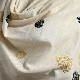 White - Handspun Handwoven Pure Eri Silk Aari Hand Embroidered Shawl of Assam 23