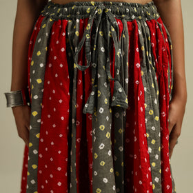 Multicolor - Bandhani Tie-Dye 24 Kali Patchwork Cotton Long Skirt 01