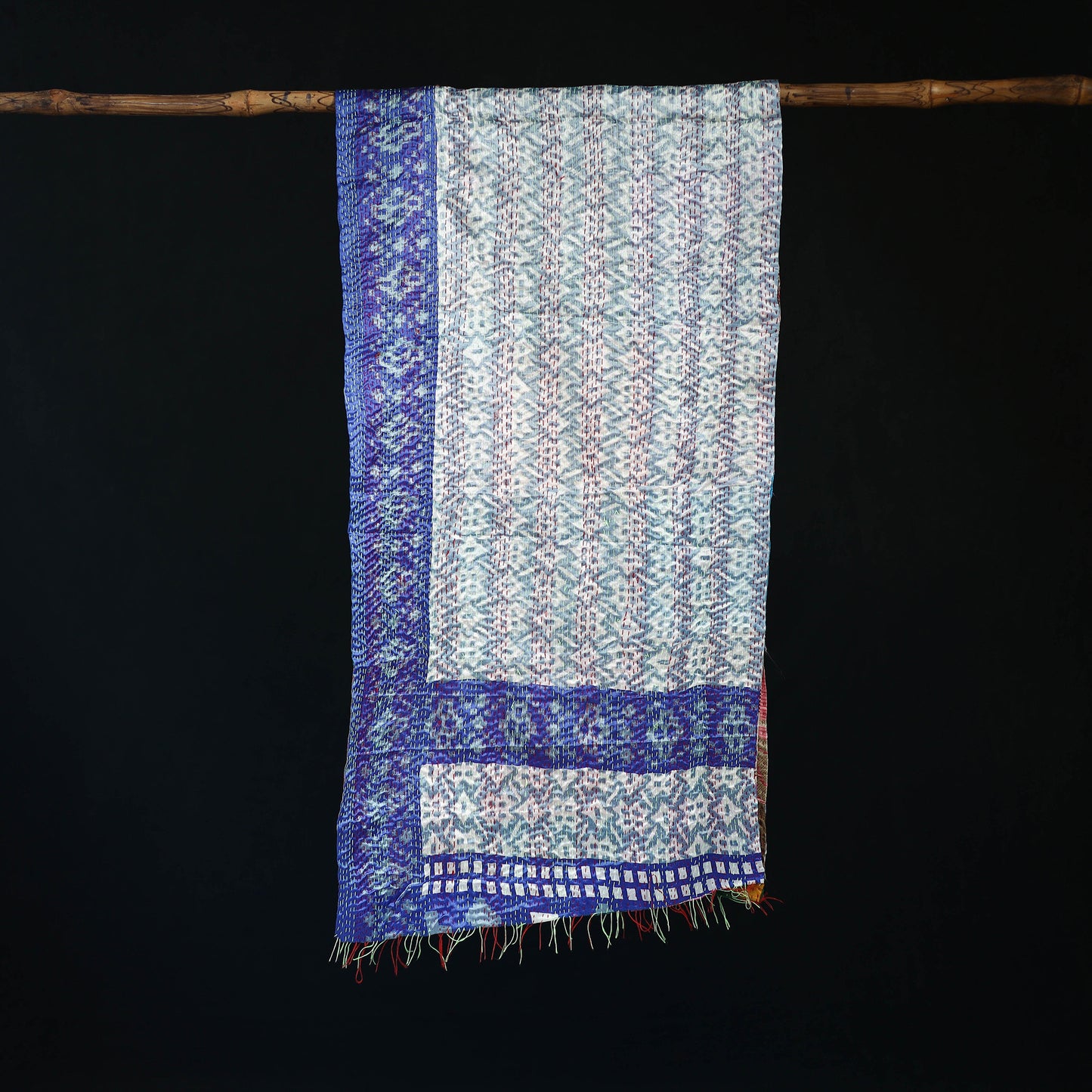 Bengal Kantha Handwork Patchwork Reversible Silk Stole 371