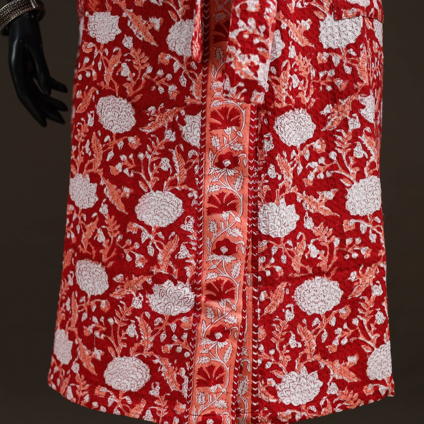 Sanganeri Hand Block Print Waffle Weave Cotton Bath Robe 10