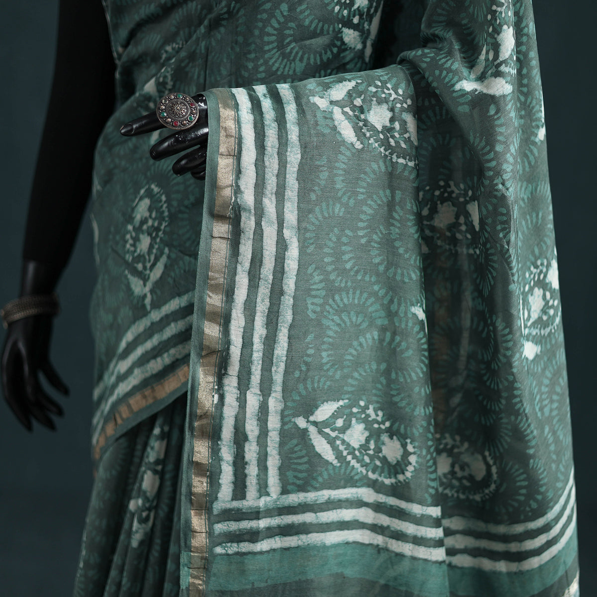 Bagru Hand Block Print Natural Dyed Mulberry Silk Saree 30