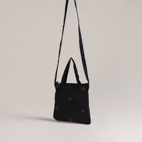 Black - Handcrafted Quilted Sling Bag 24